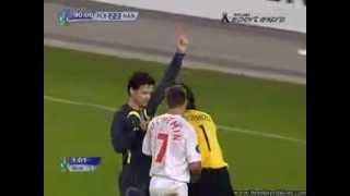 Goalkeeper gets a red card , player saves the penalty !