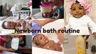 Newborn baby bath routine | haircare + at home remedies | 2024