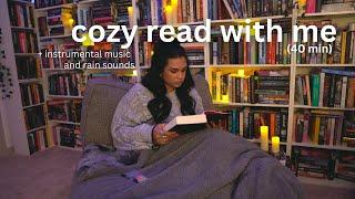 cozy read with me (rain sounds and instrumental music) | bookmas day 5