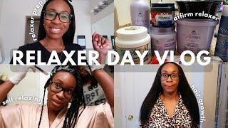 RELAXER DAY VLOG | Protein Wash Day, Relaxer Prep, Affirm Relaxer Routine, Flat Iron, Trim + MORE!