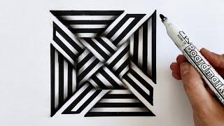 3D Optical Illusion drawing tutorial | op art idea