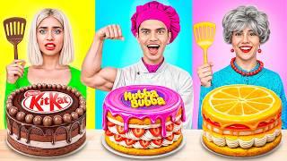 Me vs Grandma vs Chef Cooking Challenge! Cake Decorating Challenge Ideas by YUMMY JELLY