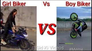 Girl biker vs Boy biker stunt | Girls vs boys bike stunt Part 8 #memes #shorts