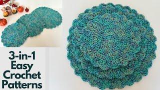 3-in-1 Easy Crochet Patterns: Potholder, Dishcloth & Doily! | Easy Crochet Patterns