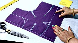 4 Tucks blouse cutting करने का सही तरीका /perfect 4 Tucks blouse cutting/ Belt blouse cutting