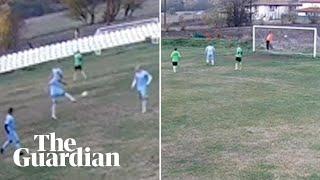 CCTV catches Bulgarian footballer's long-range screamer