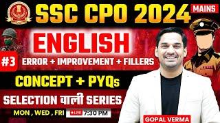 SSC CPO 2024 Mains | SSC English Class #3 | Top -50 PYQs of Grammar | Gopal Verma Sir #ssc #cpo