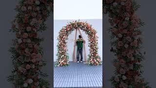 Coffee Rose Flower Row Decor Wedding Arch Frame #flowers #wedding #stagedecor