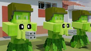 Plants vs Zombies - Girl Gatling Pea - Minecraft Animation