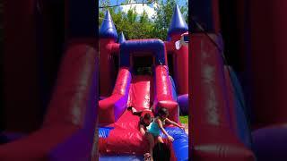 Almost hit girl on water slide