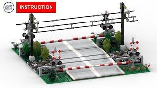 LEGO Train instruction - Passages à niveau double signalisation  -- Railroad Crossing -  MOC