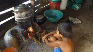 String hoppers / Sri Lankan recipe for home made rice noodles fillmed in a village house made of mud