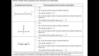 Decide whether these proposed Lewis structures are reasonable | Question Series 6th | HomeworkLIB