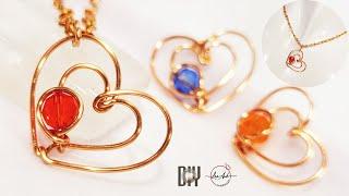 Making lovely simple wire jewelry | Double heart pendant tutorial 1028