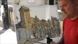 Художник Федор Помелов пишет замок в г.Авиньон на юге Франции, июнь 2012г. Фильм Марселя Ренвьера