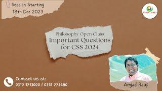 Important Topics for CSS 2024 | #philosophy by Amjad Rauf | Study River