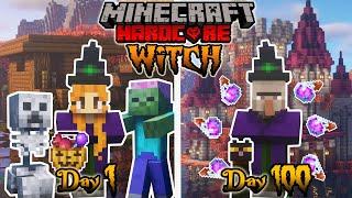 I Survived For 100 Days In HARDCORE Minecraft As A WITCH... Here's What Happened | Halloween Special