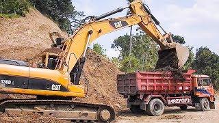 Big Digger Large Excavator And Dump Truck Moving Dirt