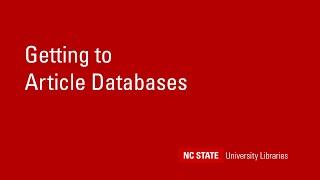 Getting to Article Databases