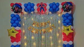 Simple & Easy Spiderman theme birthday party decoration ideas for home/ Avengers theme boys birthday