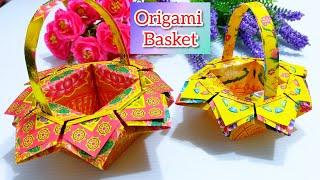 摺籃子(有解說)/折篮子/origami basket/敬神摺紙/折纸教学/折り紙 バスケット/Корзина оригами/종이 접기 바구니/ตะกร้าพับ[摺紙教學#66]宸辰的分享天地