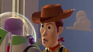 Toy story Buzz shows off and Woody is jealous