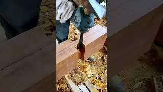 The process of making a wooden house with mortise and tenon structure