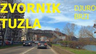 Zvornik - Kalesija - Tuzla, main roads M19 and M4, driving by car, March 2024