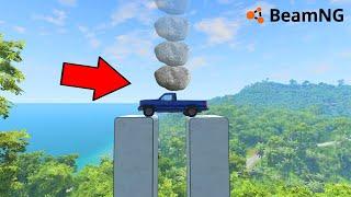 Car over the pit vs stone | BeamNG Drive | BimTestCrash