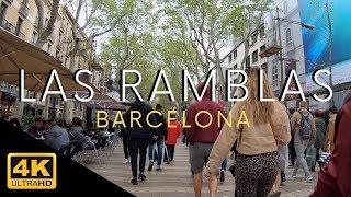 Las Ramblas Barcelona Entire Walk in 4k Spain España Video Tour 4k