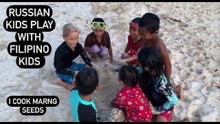 RUSSIAN kids play with FILIPINO kids / I cook Marang Seeds