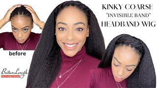 Kinky Straight HEADBAND WIG | How to: Hide the band! No accessories needed! | ft. BetterLength