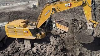 Caterpillar 395 Excavator Loading Trucks With Two Passes - Sotiriadis Mining Works - 4k