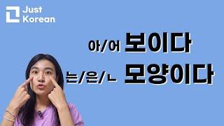 Korean Grammar 한국어 문법  : 이/어 보이다, 는/은/ㄴ 모양이다
