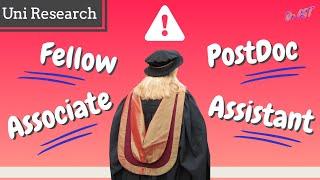 UNI RESEARCH ROLE | UK Research Assistant, PostDoc, Research Associate, Research Fellow - explained!