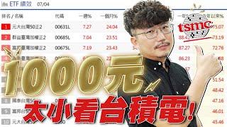 0050才排名第十？台積電1000元太小看！2024/07/05【老王不只三分鐘】