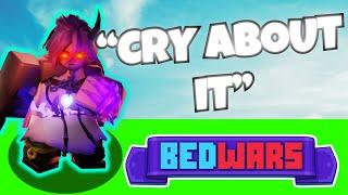 kid ragequits because i spawn kill him with kaida... (Roblox Bedwars)