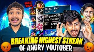 BREAKING HIGHEST STREAK OF ANGRY YOUTUBER  - Garena Free Fire