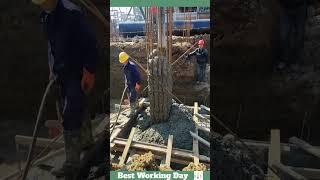 Best working day #529 The process of pouring the reinforcement column with concrete