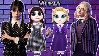 WEDNESDAY ADDAMS  ENID SINCLAIR  MY TALKING ANGELA 2 COSPLAY MAKEOVER 