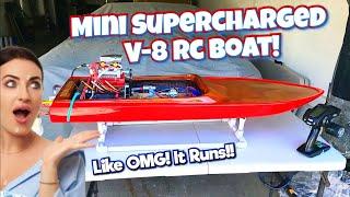 Mini Supercharged V-8 Rc Boat Puke Tank test Running!