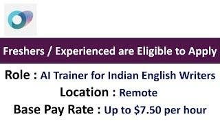 Outlier AI Hiring AI Trainer for Indian English Writers -Freshers/Experienced are Eligible to Apply​