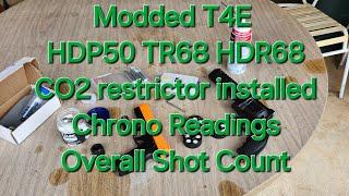 Modded T4E HDP50 TR68 HDR68 CO2 Restrictor Installed Chrono Readings and Overall Shot Count