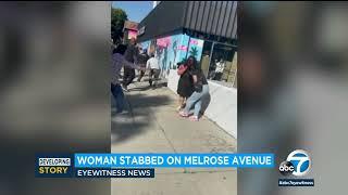 Video: Woman stabbed outside Foot Locker store in Fairfax District; 1 arrested l ABC7