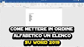 Come mettere in ordine alfabetico un elenco su Word 2019