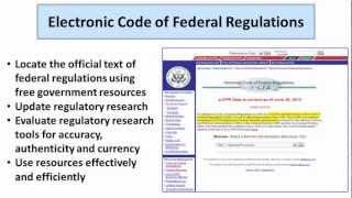 Lawyering Skills: How to Use the Online Code Of Federal Regulations (eCFR)
