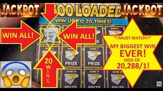  !!MY BIGGEST LOTTERY SCRATCHCARD WIN EVER!! 'WIN ALL' FULLCARD 20 WINS JACKPOT WIN MUST WATCH