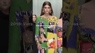 Versace Vogue print dress in 1991 vs 2018 #shorts #versace #thenandnow #90s #kaiagerber #fashion