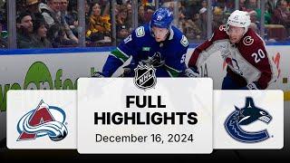 NHL Highlights | Avalanche vs. Canucks | December 16, 2024