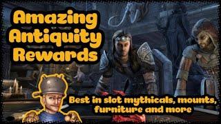 ESO Best Antiquity Rewards (Best in Slot Gear, Mounts, Furnishings and More / Elder Scrolls Online)